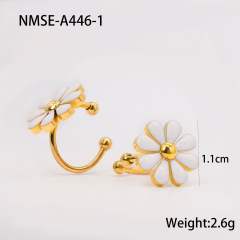 Summer color enamel daisy flower dangle earrings stainless steel ear cuff