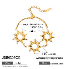 18KG hollow out sun symbol stainless steel earrings bracelet suit