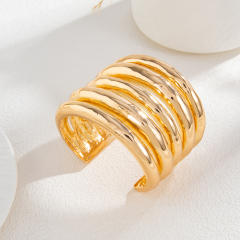 Punk trend chunky metal stainless steel cuff bangle bracelet ring bracelet