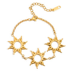 18KG hollow out sun symbol stainless steel earrings bracelet suit