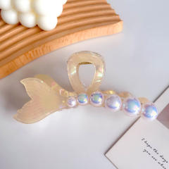 Ribbon Pearl Fishtail Women's Korean Style hair claw clips holiday vacation hair accessory