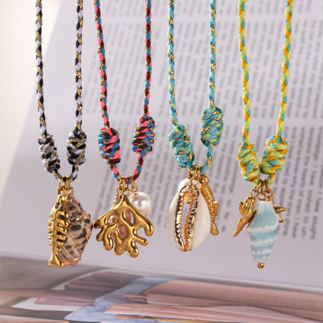 Handmade colorful rope stainless steel charms bracelet friendship bracelet beach jewelry