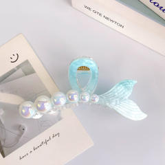 Ribbon Pearl Fishtail Women's Korean Style hair claw clips holiday vacation hair accessory