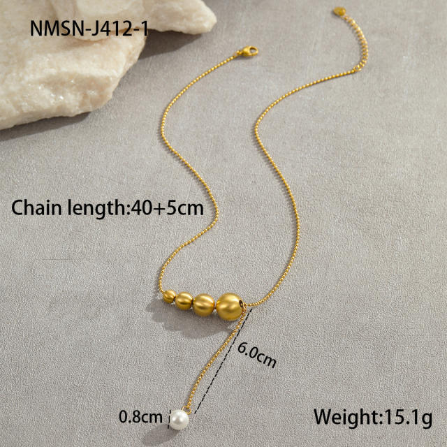 Unique Wire drawing process bead stainless steel necklace