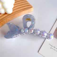 Ribbon Pearl Fishtail Women's Korean Style hair claw clips holiday vacation hair accessory