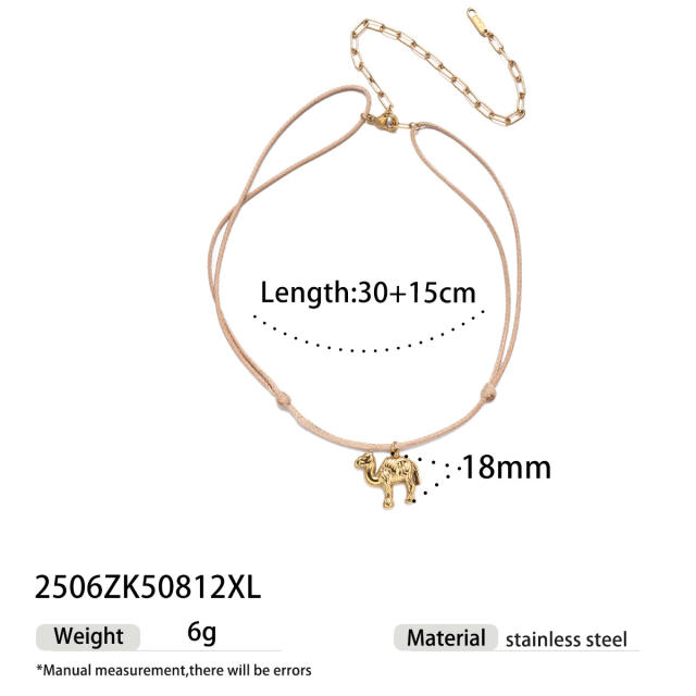 Summer holiday colorful rope handmade stainless steel charms shell starfish necklace