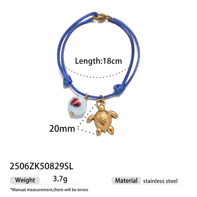 Handmade colorful rope stainless steel charms ocean holiday bracelet friendship bracelet