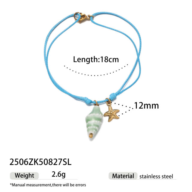 Handmade colorful rope stainless steel charms ocean holiday bracelet friendship bracelet