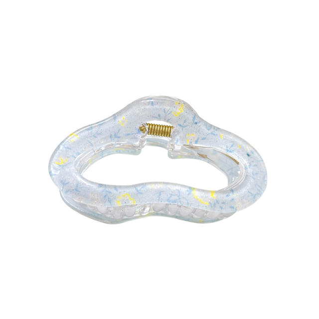 Candy-ColorSummer Small Hair Clip Transparent Acrylic Floral Side hair claw Clip for Girls