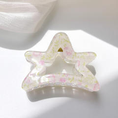 Candy-ColorSummer Small Hair Clip Transparent Acrylic Floral Side hair claw Clip for Girls