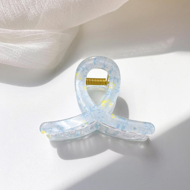 Candy-ColorSummer Small Hair Clip Transparent Acrylic Floral Side hair claw Clip for Girls