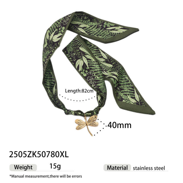 Popular Silk Scarf stainless Steel Pendant Necklace Cool Style accessory