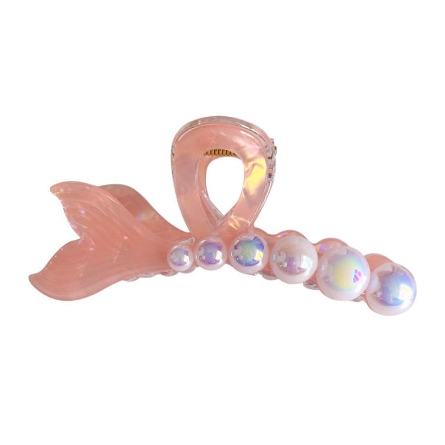 Ribbon Pearl Fishtail Women's Korean Style hair claw clips holiday vacation hair accessory