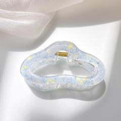 Candy-ColorSummer Small Hair Clip Transparent Acrylic Floral Side hair claw Clip for Girls