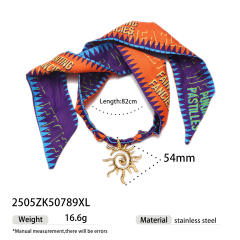 Popular Silk Scarf stainless Steel Pendant Necklace Cool Style accessory
