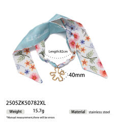 Popular Silk Scarf stainless Steel Pendant Necklace Cool Style accessory
