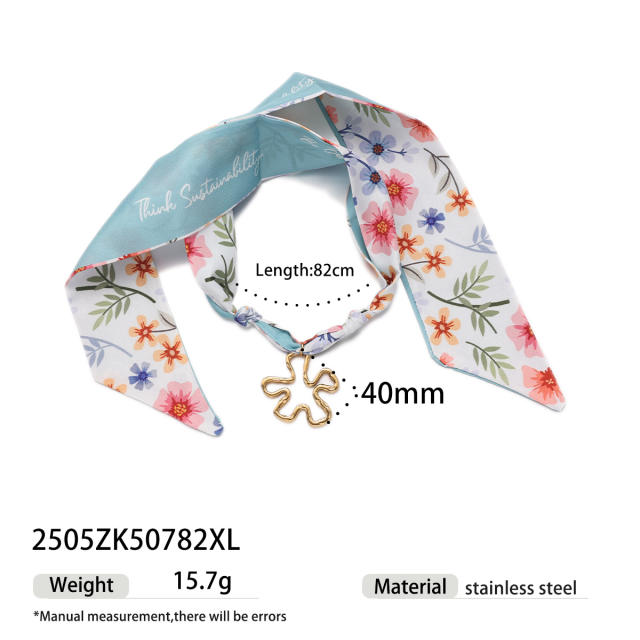 Popular Silk Scarf stainless Steel Pendant Necklace Cool Style accessory