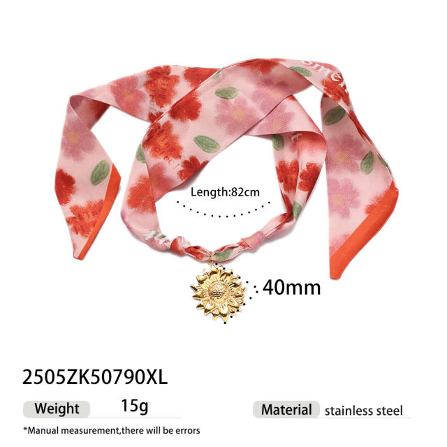 Popular Silk Scarf stainless Steel Pendant Necklace Cool Style accessory
