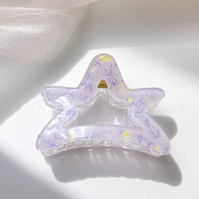 Candy-ColorSummer Small Hair Clip Transparent Acrylic Floral Side hair claw Clip for Girls