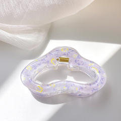 Candy-ColorSummer Small Hair Clip Transparent Acrylic Floral Side hair claw Clip for Girls