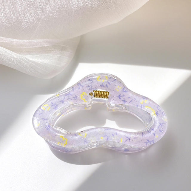 Candy-ColorSummer Small Hair Clip Transparent Acrylic Floral Side hair claw Clip for Girls