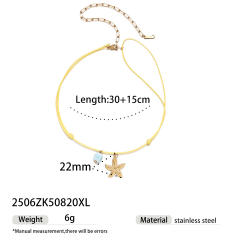 Summer holiday colorful rope handmade stainless steel charms shell starfish necklace