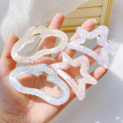 Candy-ColorSummer Small Hair Clip Transparent Acrylic Floral Side hair claw Clip for Girls