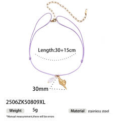 Summer holiday colorful rope handmade stainless steel charms shell starfish necklace