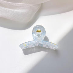 Candy-ColorSummer Small Hair Clip Transparent Acrylic Floral Side hair claw Clip for Girls