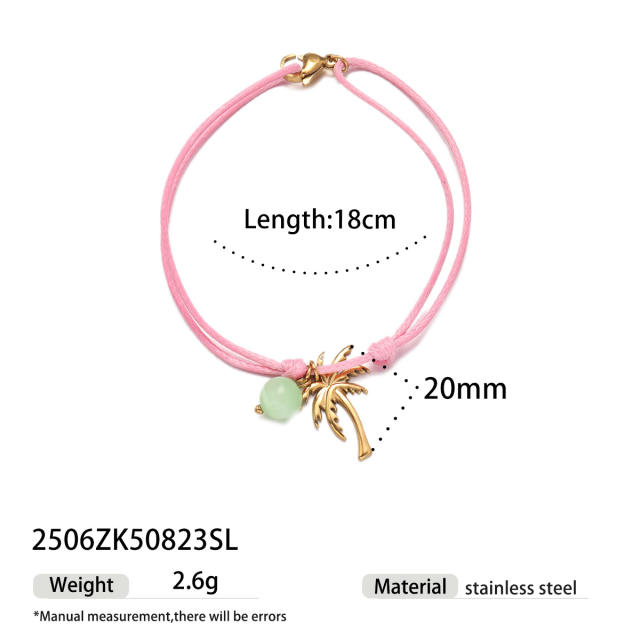 Handmade colorful rope stainless steel charms ocean holiday bracelet friendship bracelet