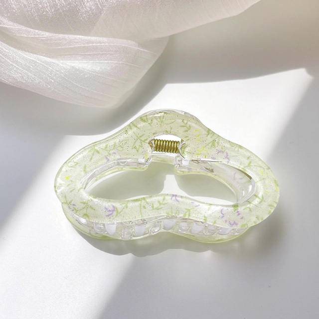 Candy-ColorSummer Small Hair Clip Transparent Acrylic Floral Side hair claw Clip for Girls