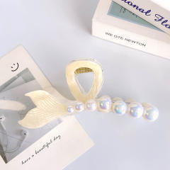 Ribbon Pearl Fishtail Women's Korean Style hair claw clips holiday vacation hair accessory