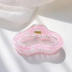 Candy-ColorSummer Small Hair Clip Transparent Acrylic Floral Side hair claw Clip for Girls