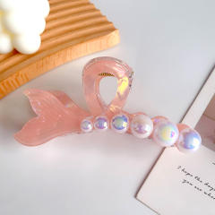 Ribbon Pearl Fishtail Women's Korean Style hair claw clips holiday vacation hair accessory