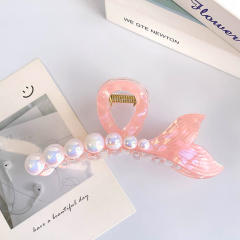 Ribbon Pearl Fishtail Women's Korean Style hair claw clips holiday vacation hair accessory