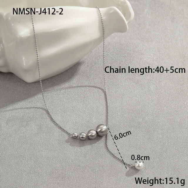 Unique Wire drawing process bead stainless steel necklace
