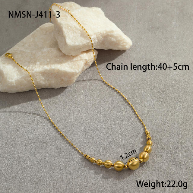 Unique Wire drawing process bead stainless steel necklace