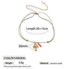 Summer holiday colorful rope handmade stainless steel charms shell starfish necklace