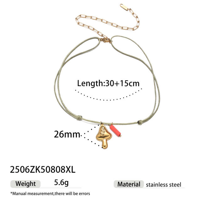 Summer holiday colorful rope handmade stainless steel charms shell starfish necklace