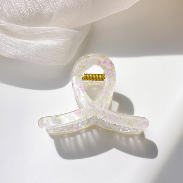 Candy-ColorSummer Small Hair Clip Transparent Acrylic Floral Side hair claw Clip for Girls