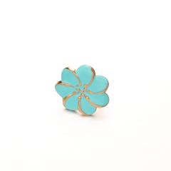 Pink blue color enamel flower stainless steel earrings rings suit