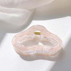 Candy-ColorSummer Small Hair Clip Transparent Acrylic Floral Side hair claw Clip for Girls