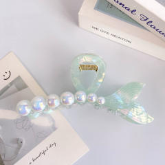 Ribbon Pearl Fishtail Women's Korean Style hair claw clips holiday vacation hair accessory