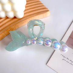 Ribbon Pearl Fishtail Women's Korean Style hair claw clips holiday vacation hair accessory