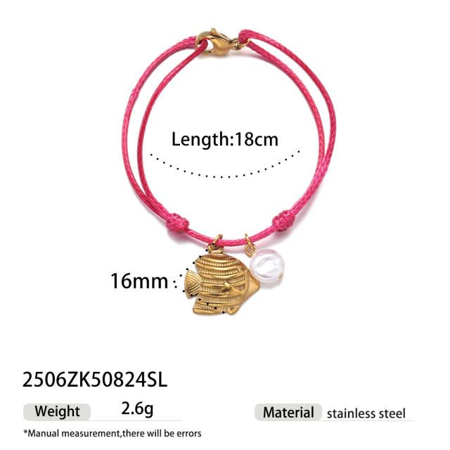 Handmade colorful rope stainless steel charms ocean holiday bracelet friendship bracelet