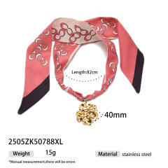 Popular Silk Scarf stainless Steel Pendant Necklace Cool Style accessory