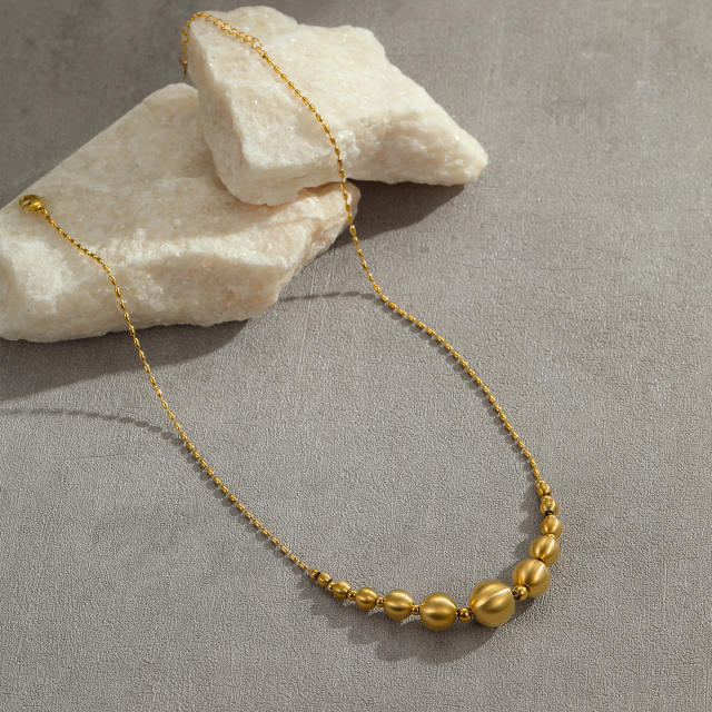 Unique Wire drawing process bead stainless steel necklace