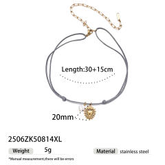 Summer holiday colorful rope handmade stainless steel charms shell starfish necklace