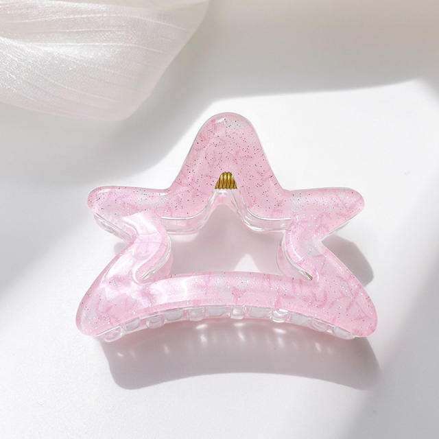 Candy-ColorSummer Small Hair Clip Transparent Acrylic Floral Side hair claw Clip for Girls