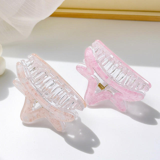 Candy-ColorSummer Small Hair Clip Transparent Acrylic Floral Side hair claw Clip for Girls